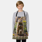 母とベビークッカキッズフルプリントエプロン エプロン (着用した状態)