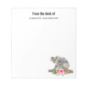 母とベビーコアラ可愛い水の色メモ帳 ノートパッド (正面)