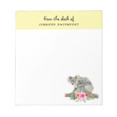 母とベビーコアラ可愛い水色を生む ノートパッド (正面)