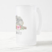 母とベビーコアラ可愛い水色を生む フロストグラスビールジョッキ (正面右)