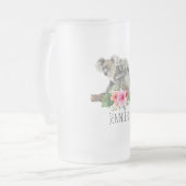 母とベビーコアラ可愛い水色を生む フロストグラスビールジョッキ (正面左)