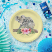 母とベビーコアラ可愛い水色を生む ペーパープレート (パーティー)