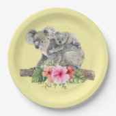 母とベビーコアラ可愛い水色を生む ペーパープレート (正面)