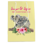 母とベビーコアラ可愛い水色を生む ミディアムペーパーバッグ (正面)