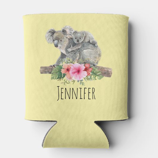 母とベビーコアラ可愛い水色を生む 缶クーラー (裏面)