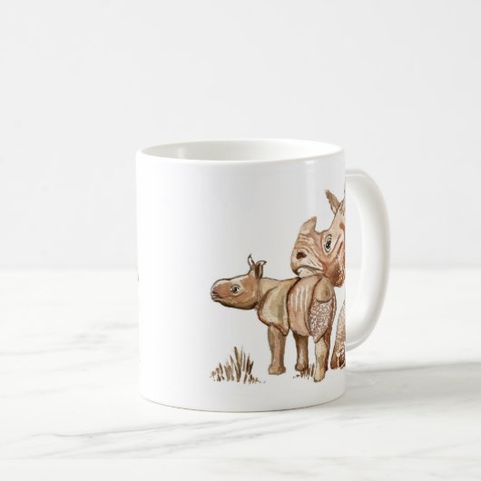 母とベビーサイのアートワーク コーヒーマグカップ (正面右)