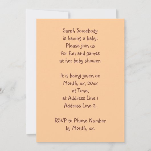 母とベビージラフィカスタムス招待状 招待状 (裏面)