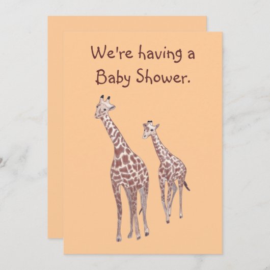 母とベビージラフィカスタムス招待状 招待状 (正面/裏面)