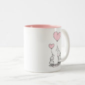 母とベビーゾウとハート風船 ツートーンマグカップ (正面右)