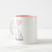 母とベビーゾウとハート風船 ツートーンマグカップ (正面左)
