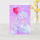 母とベビーゾウ母の日札 カード (黄色い花)