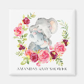 母とベビーゾウ赤ちゃんシャワー好意マグネット マグネット (正面)