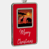 母とベビーゾウin the Serengeti シルバープレートフレームオーナメント (右)