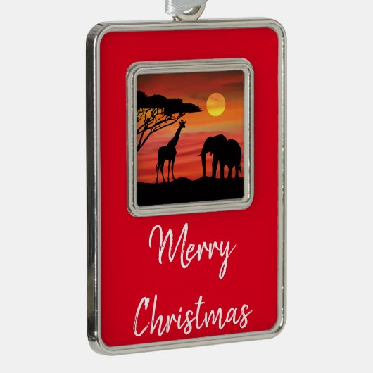 母とベビーゾウin the Serengeti シルバープレートフレームオーナメント (右)