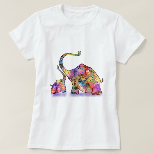 母とベビーゾウTシャツ Tシャツ (デザイン正面)