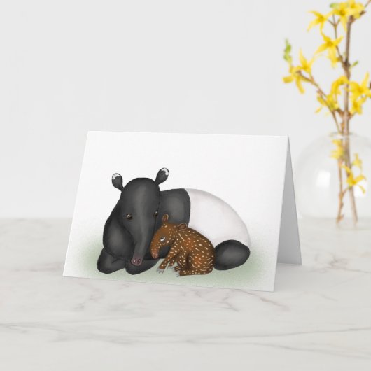 母とベビータピール新生児おめでとうカード カード (黄色い花)