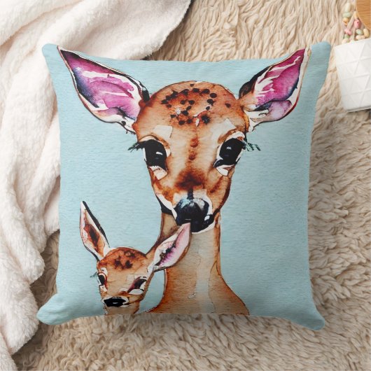 母とベビーディアウォーターカラーラブファミリー クッション (ブランケット)