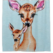 母とベビーディアウォーターカラーラブファミリー シャワーカーテン (正面)