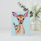 母とベビーディアウォーターカラーラブファミリー ポストカード (スタンド正面)