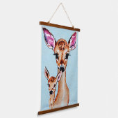 母とベビーディアウォーターカラーラブファミリー 吊り下げ型タペストリー (傾斜あり)