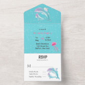 母とベビードルフィンズガールベビーシャワー オールインワン招待状 (内側)