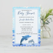 母とベビードルフィン海テーマベビーシャワー 招待状 (スタンド正面)