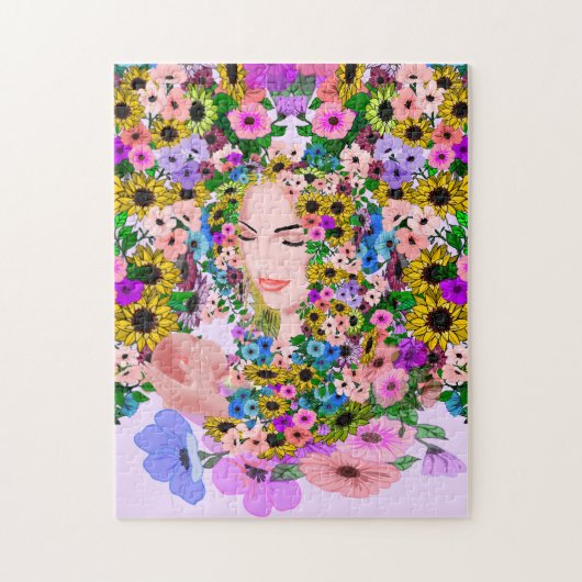 母とベビーパズル花 ジグソーパズル (縦)