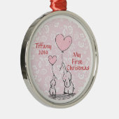 母とベビーピンクゾウ – 私の初めてのクリスマス メタルオーナメント (右)
