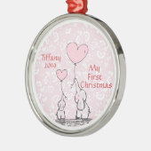 母とベビーピンクゾウ – 私の初めてのクリスマス メタルオーナメント (左)