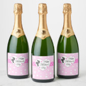 母とベビーピンク母の日 スパークリングワインラベル (ボトル)