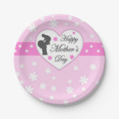 母とベビーピンク母の日 ペーパープレート (正面)