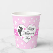 母とベビーピンク母の日 紙コップ (正面)
