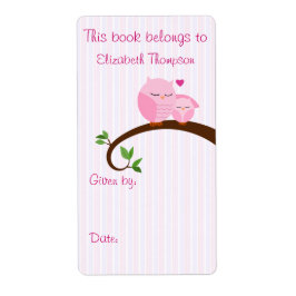 母とベビーフクロウ本ラベル ラベル