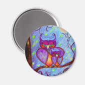 母とベビーフクロウ磁石byキャロル・ゼオック マグネット (正面/裏面)