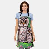 母とベビーフクロウ エプロン (着用した状態)