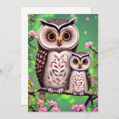 母とベビーフクロウ シーズンカード (正面/裏面)