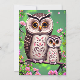 母とベビーフクロウ シーズンカード