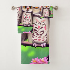 母とベビーフクロウ バスタオルセット