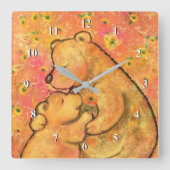 母とベビーベア – 母の日 – 文字/名前の追加 スクエア壁時計 (正面)