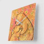 母とベビーベア – 母の日 – 文字/名前の追加 スクエア壁時計 (傾斜)