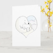 母とベビーホッキョクグマの母のデイカード カード (黄色い花)