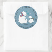 母とベビーポーラーベアーメリークリスマス ラウンドシール (バッグ)