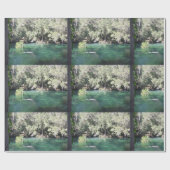 母とベビーマナティー自然フォトブルー春 ラッピングペーパー (フラット)