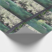 母とベビーマナティー自然フォトブルー春 ラッピングペーパー (角)