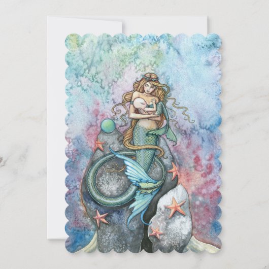 母とベビーマーメイドベビーシャワー招待状 招待状 (正面)
