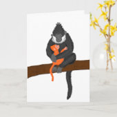 母とベビーモンキーマザーズデイカード カード (黄色い花)