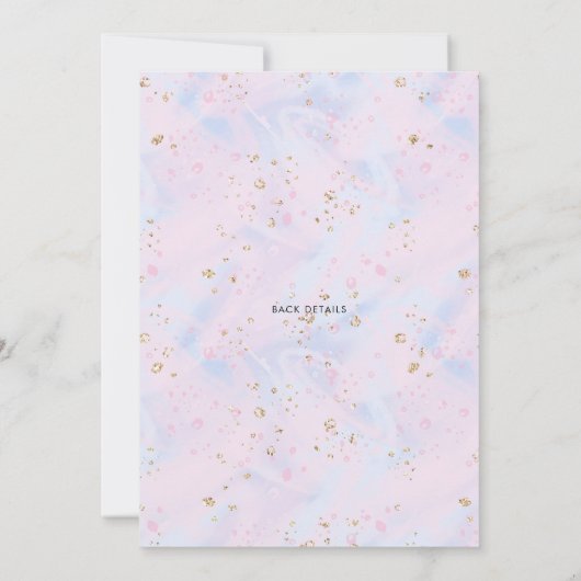 母とベビーユニコーンジェンダーが赤ちゃんシャワーを明かす 招待状 (裏面)