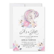 母とベビーユニコーン女の子の赤ちゃんシャワー