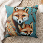 母とベビーレッドフォックス クッション (ブランケット)