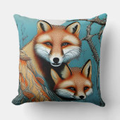 母とベビーレッドフォックス クッション (正面)